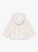 Hooded baby jacket in ecru tubique LOELIA / 24H0CF11VES001