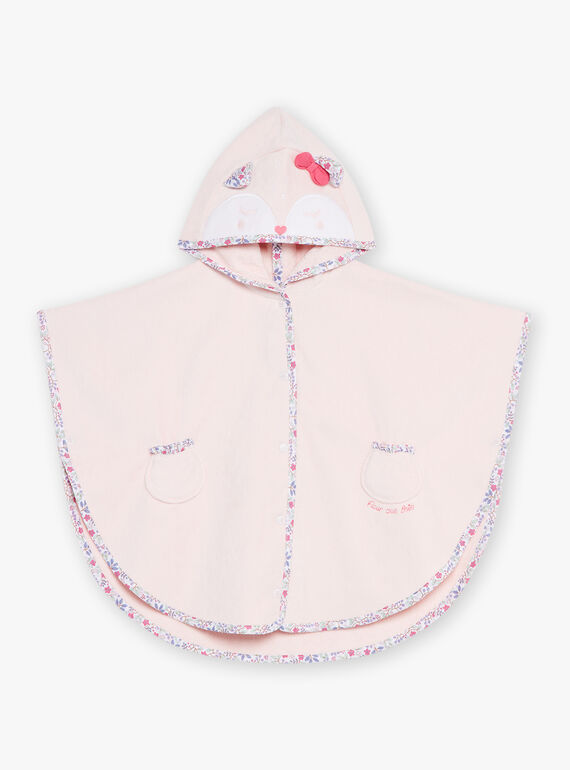 Hooded pink bath cape with floral print. GEIRIS / 23H5BF11CDB307
