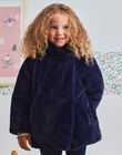 Girl's reversible navy blue faux fur jacket BLODOUETTE2 / 21H2PFE1D3E705
