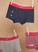 3 navy blue, red and gray boxer shorts with galaxies and stripes print GRUBOXAGE / 23H5PG31BOX070