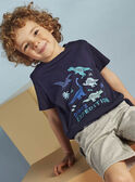 Navy blue T-shirt with dinosaur design for child boy CYDOAGE2 / 22E3PGT2TMC070
