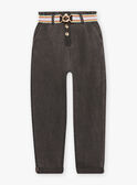 Child girl grey paperbag denim jeans with striped belt CLODETTE2 / 22E2PFF1JEAK004