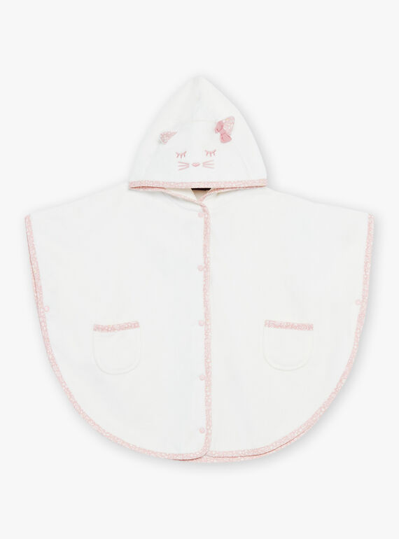 Off white floral bath cape with cat head hood and 3D ears FECERISE / 23E5BF21CDB001