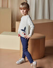 Child girl's navy blue sport legging with floral print detail CLIPIETTE / 22E2PFF1LGS070