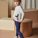 Child girl's navy blue sport legging with floral print detail