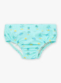Turquoise swim diaper with floral print KISAIF / 24E4BGG1MM1203