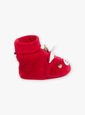 Red velvet slippers with 3D Christmas reindeer animation 