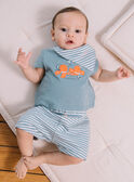 Blue bodysuit, shorts and bib with lobster and stripes prints FOLAMI / 23E0CGT2ENS715