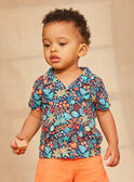 Navy blue shirt with marine animal and multicoloured leaves print KAYAEL / 24E1BGS1CHM070