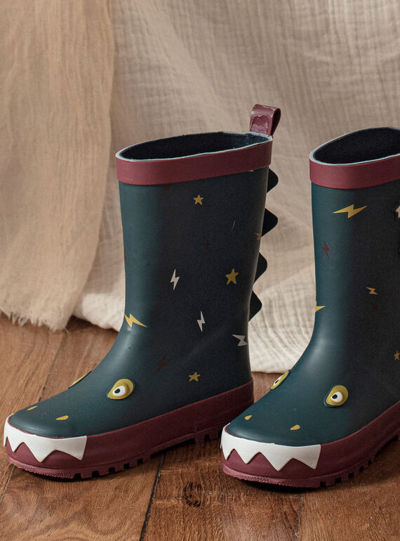 Green rain boots with crocodile animation child boy BANOSAGE / 21F10PG31D0C608