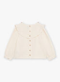 Ecru flounced blouse in double cotton gauze GAGISELE / 23H1BFD1CHE001