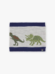 Two-colored snood with dinosaur motif for boys BAFILAGE / 21H4PGD3SNO943