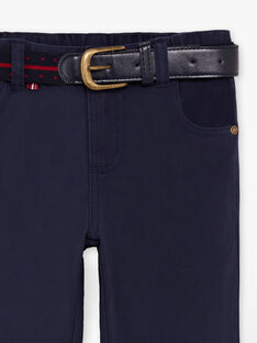 Boy's navy blue straight pants with belt BUXIGAGE1 / 21H3PGB3PAN070