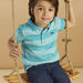 Child boy turquoise striped polo shirt