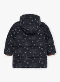 Navy blue hooded down jacket with solar system print GRELONGAGE / 23H3PG61D3E070