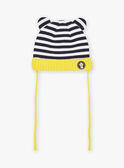 Navy blue 3D animated ears knit hat with stripes print FILAYNE / 23E4BG52BON070