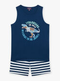 Navy blue and white jersey tank top and shorts FRUPLAGE4 / 23E3PGU3ENS622