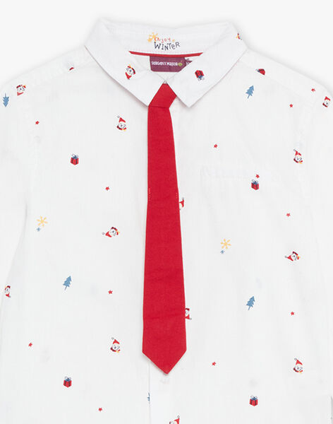 Christmas print long sleeve shirt and tie set DUROAGE / 22H3PG61CHM001