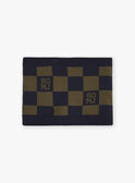 Khaki and navy blue knitted snood GYSQUAGE / 23H4PG53SNOC205
