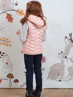 Light pink printed quilted down jacket and bunny bag child girl BRODOUNETTE 1 / 21H2PFG1DTV321