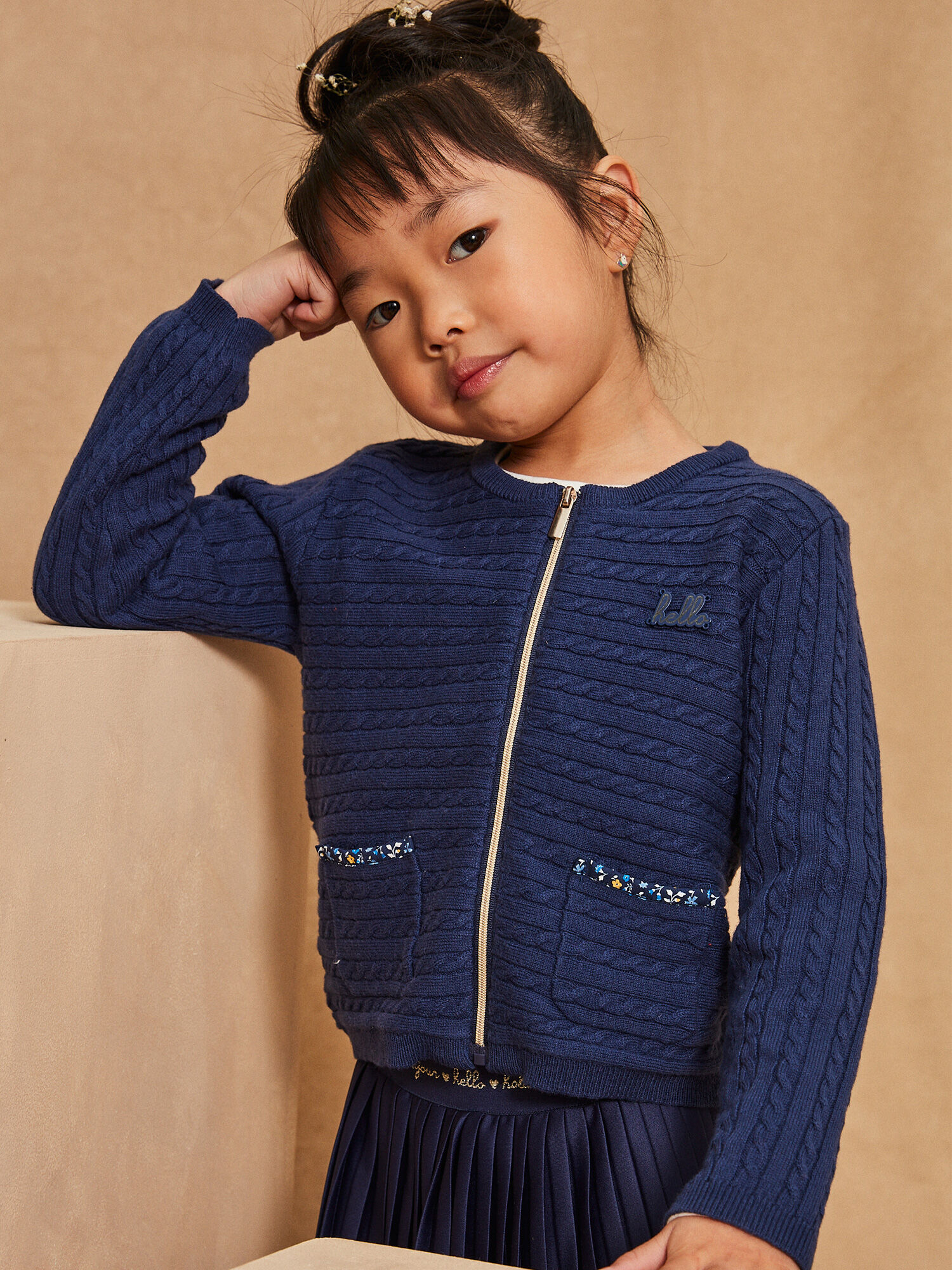 Navy blue long sleeved cardigan
