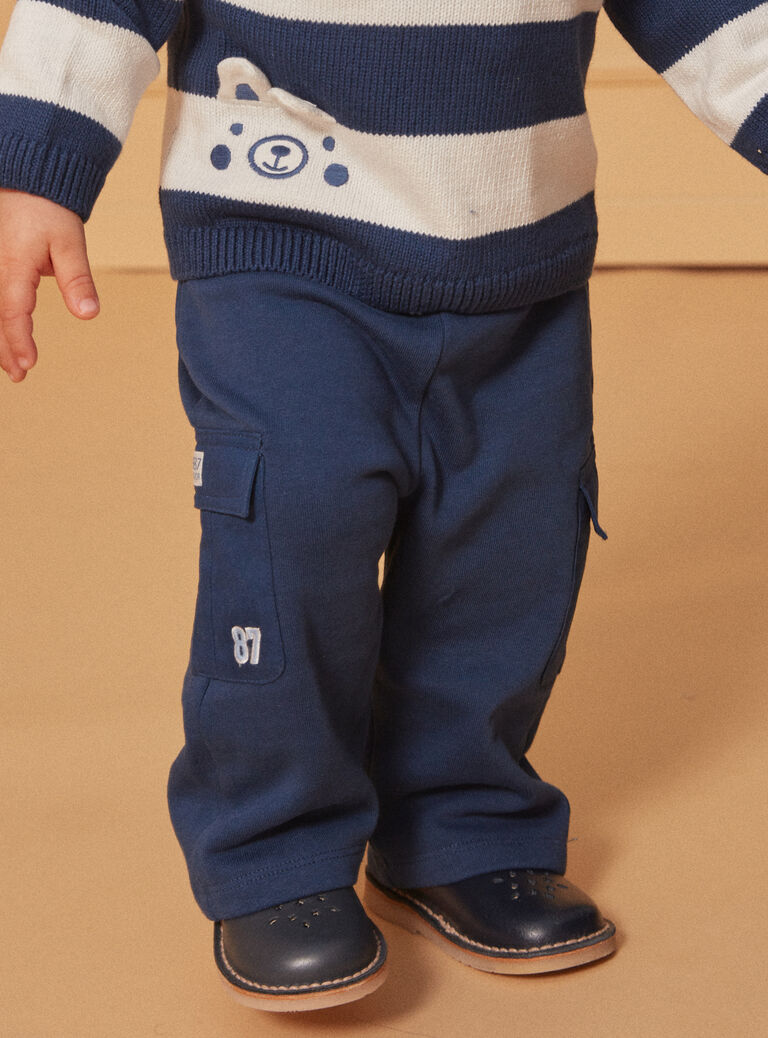 Navy blue comfort pants with cargo pockets LADAMIEN / 24H1BGJ1PANC230