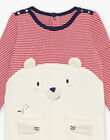 Cream striped sleep suit with bear head animation FEDOURSON / 23E5BG21GREA002