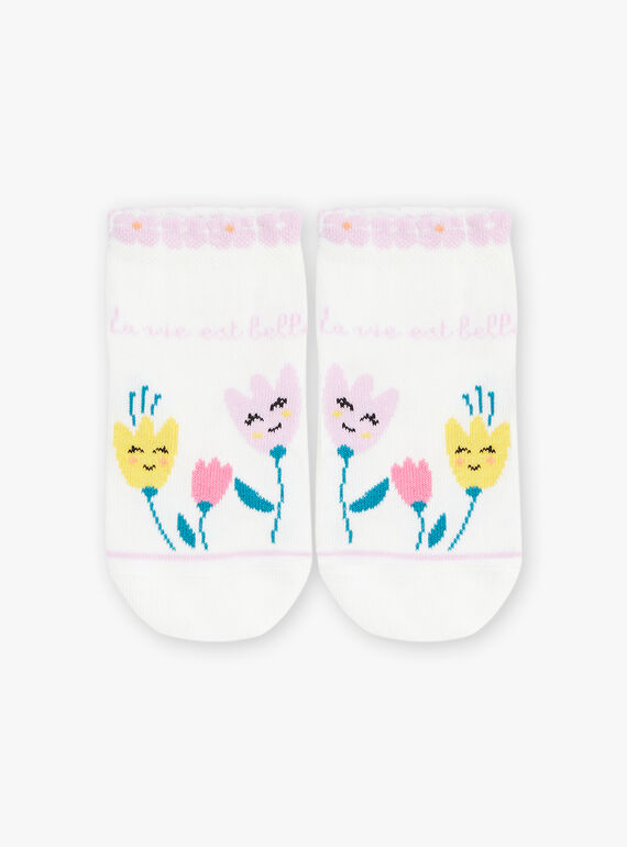 Low socks ecru with flower print FLEWETTE / 23E4PFS1SOB001