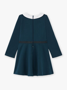 Long sleeve dress blue duck with claudine collar child girl BROCOLETTE3 / 21H2PFB1ROB714
