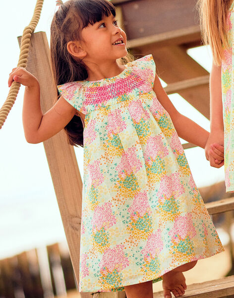Child girl multicolored smocked dress with floral print 22E2PFN1ROB811