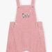 Baby boy short twill striped overalls in red and ecru