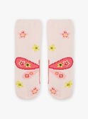 Pink non-slip socks with flower and dragonfly print child girl BRIZOETTE / 21H4PFM1SOA321