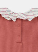 Brick-red ribbed short-sleeved bodysuit KAIVANA / 24E1BFC1BOD410