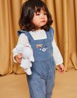 Blue grey corduroy long jumpsuit DARAPHAEL / 22H1BFY1SALC206