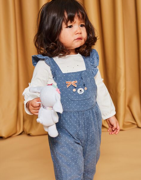 Blue grey corduroy long jumpsuit DARAPHAEL / 22H1BFY1SALC206