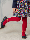 Plain red tights with fox pattern for girls BIZOUETTE / 21H4PF51COL050