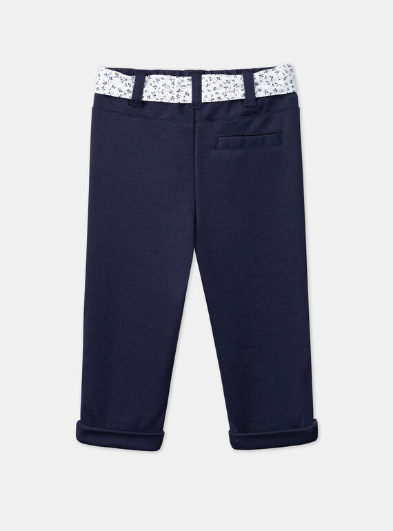 Navy blue pants with floral print belt LACLARA / 24H1BFJ1PAN070
