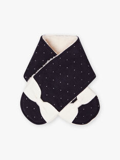 Baby girl's navy blue polka dot scarf with bow details BISOPHIA / 21H4BFE1ECH070