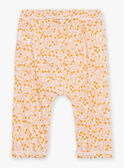 Ecru and orange poplin pants with leaves and fruits print FAULINE / 23E1BFP1PAN001