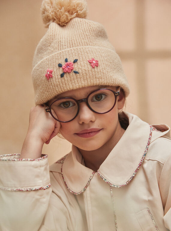 Beige pompom hat KRABONETTE / 24E4PF81BON080