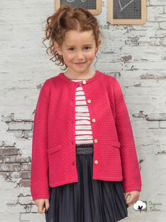 Girl's fuchsia knitted cardigan BRODIGETTE2 / 21H2PFB1CAR304