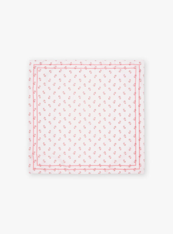 Pale pink floral cotton voile scarf FRAFOLETTE / 23E4PF51ECHD319