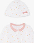 Off white velvet romper and floral print baby girl hat CEALICE / 22E5BF62GRE001