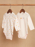 2 blush bodysuits in organic cotton with star, moon, rainbow and floral prints and motifs GENELLY / 23H5BF32BDLD300