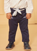 Navy blue pants with floral print belt LACLARA / 24H1BFJ1PAN070