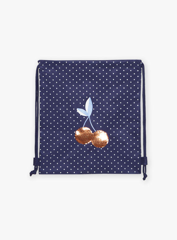 Navy blue backpack with white polka dots FRYSAKETTE / 23E4PFL1BES070