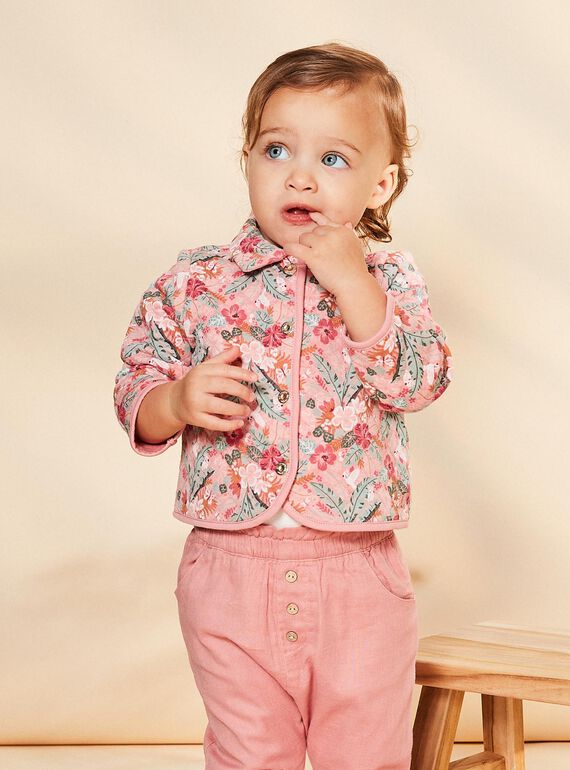 Old pink quilted jacket with flower print FAIMIMI / 23E1BFD2CARD318