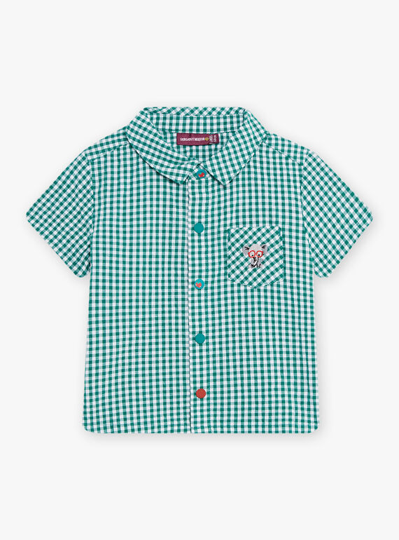 Baby boy green and white gingham shirt CATARCEL / 22E1BGM1CHMG627