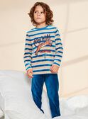 Dark velvet pyjama set with stripes FLORAYAGE / 23E5PG21PYJ202