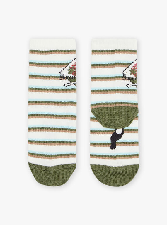 Striped off white socks with parrot Jacquard FIMOUAGE / 23E4PGD1SOQ001